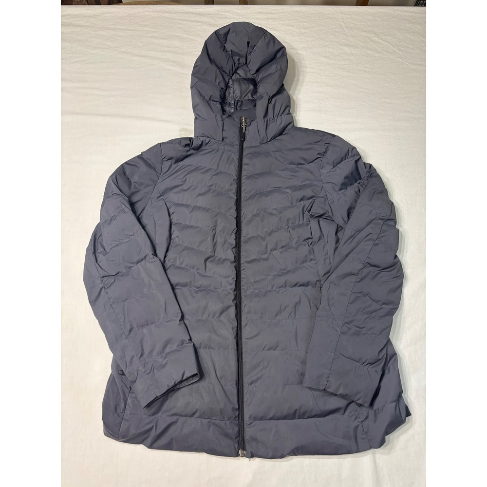 32 Degrees Heat Womens Puffer Jacket Gray Hooded Quilted Full Zip Size L